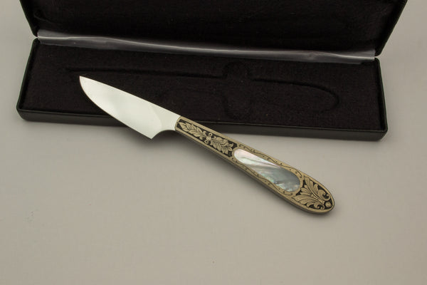Scalpel style small knife with Mother of Pearl inlay and Engraving